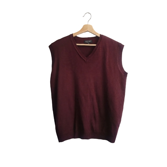 Vroom & Dreesman Black Label Other - VROOM & DREESMANN Black Label Burgundy V-Neck Sweater Vest Size L